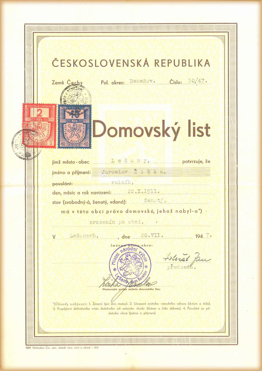 Domovský list - 20.července 1947